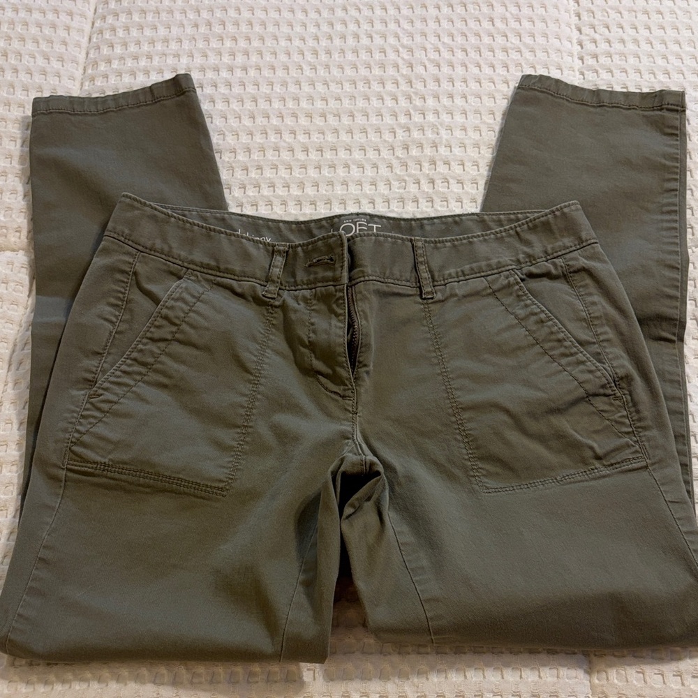 Loft Women's Olive Green Skinny Pants, Size 0P - Picture 2 of 6